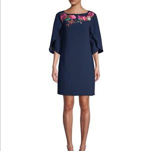 Sz 16 | Trina Turk Embroidered Petal Sleeve Dress